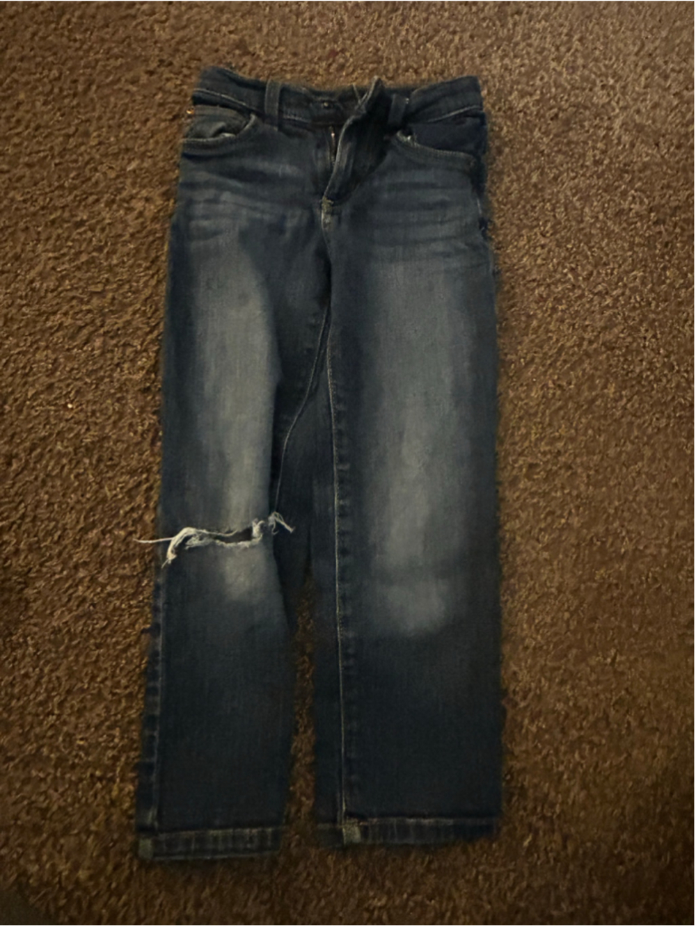 Jumping Beans Distressed Straight Leg Denim Jeans Dark Wash Ripped Knee Kids Siz